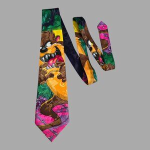 Gold Man Polyester Necktie Looney Tunes Taz Tasmanian Devil 56"